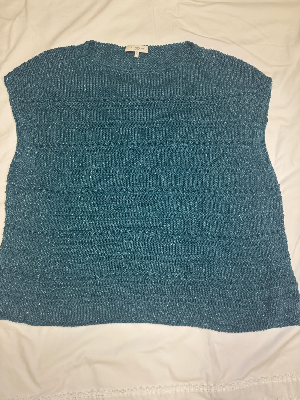Lafayette 148 New York Teal Knit Crewneck Sweater Vest
